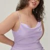 Plus Size Satin Asymmetric Cowl Front Maxi Dress