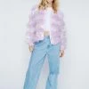 Real Feather Collar Sequin Jacket