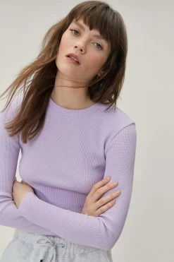 Waffle Crew Neck Long Sleeve Top