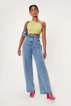 Aysymmetric Bow Tie Back Crop Top -Nasty Gal Sales Store Sales womens lime aysymmetric bow tie back crop top 1