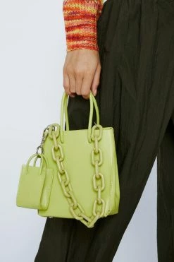 Faux Leather Chain Detail Bag