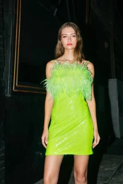 Alternative view of Feather Trim Sequin Bodycon Dress