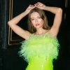 Feather Trim Sequin Bodycon Dress