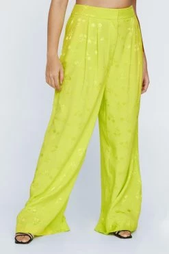 Plus Premium Satin Floral Wide Leg Trouser 11 Plus Premium Satin Floral Wide Leg Trouser -Nasty Gal Sales Store Sales womens lime plus premium satin floral wide leg trouser 1