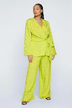 Plus Premium Satin Floral Wide Leg Trouser 10 Plus Premium Satin Floral Wide Leg Trouser -Nasty Gal Sales Store Sales womens lime plus premium satin floral wide leg trouser