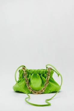 Ribbed Ruched Chain Strap Bag 11 Ribbed Ruched Chain Strap Bag -Nasty Gal Sales Store Sales womens lime ribbed ruched chain strap bag 1
