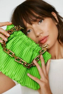 Ribbed Ruched Chain Strap Bag 10 Ribbed Ruched Chain Strap Bag -Nasty Gal Sales Store Sales womens lime ribbed ruched chain strap bag