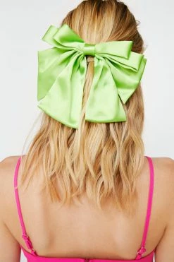 Satin Bow Hair Clip 10 Satin Bow Hair Clip -Nasty Gal Sales Store Sales womens lime satin bow hair clip