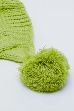 Slouch Knitted Oversized Pom Beanie -Nasty Gal Sales Store Sales womens lime slouch knitted oversized pom beanie 1 2