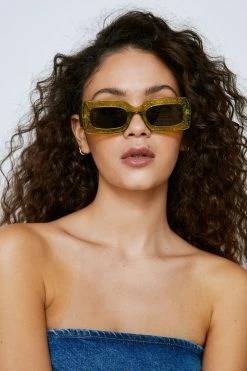 Square Glitter Frame Sunglasses