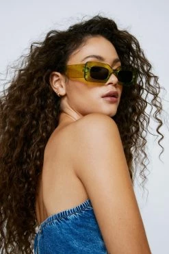 Square Glitter Frame Sunglasses -Nasty Gal Sales Store Sales womens lime square glitter frame sunglasses 3