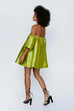 Structured Bardot Puff Sleeve Mini Prom Dress 18 Structured Bardot Puff Sleeve Mini Prom Dress -Nasty Gal Sales Store Sales womens lime structured bardot puff sleeve mini prom dress 9