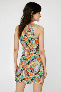 Tropical Printed Resort Cut Out Mini Dress -Nasty Gal Sales Store Sales womens lime tropical printed resort cut out mini dress 2