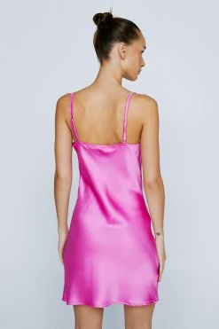 Petite Satin Cowl Mini Slip Dress -Nasty Gal Sales Store Sales womens lipstick petite satin cowl mini slip dress 2