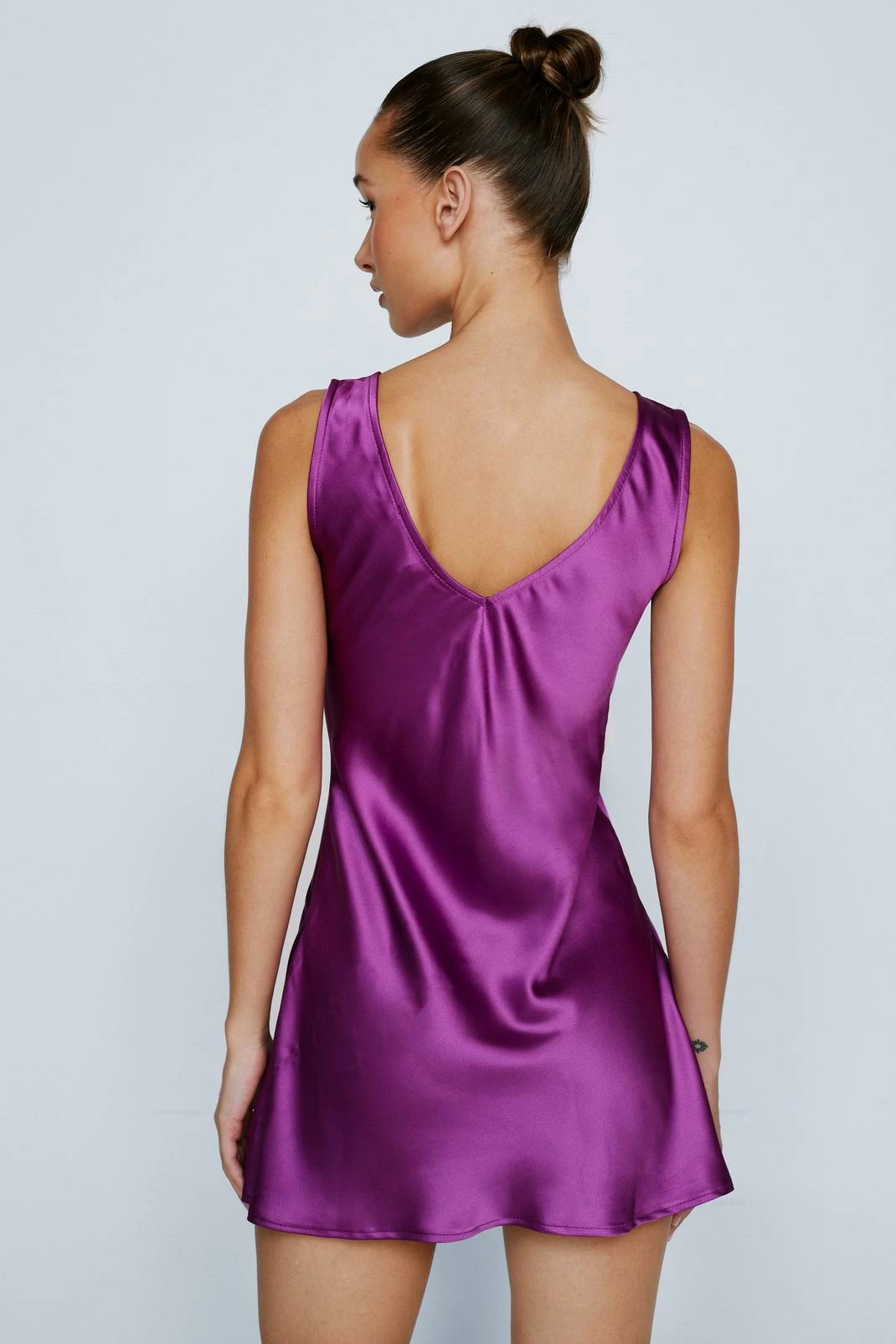 Petite Satin V Neck Mini Dress 6 Petite Satin V Neck Mini Dress - Image 6