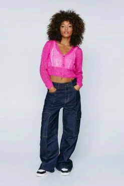 Premium Laddered Cardigan -Nasty Gal Sales Store Sales womens magenta premium laddered cardigan 1 3