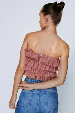 Tulle Layered Bandeau Top -Nasty Gal Sales Store Sales womens mink tulle layemink bandeau top 2