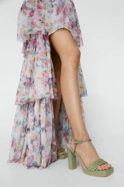 Faux Leather Skinny Padded Strap Platform Heels