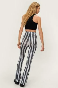 Geo Mesh Flared Pants -Nasty Gal Sales Store Sales womens mono geo mesh flared pants 2