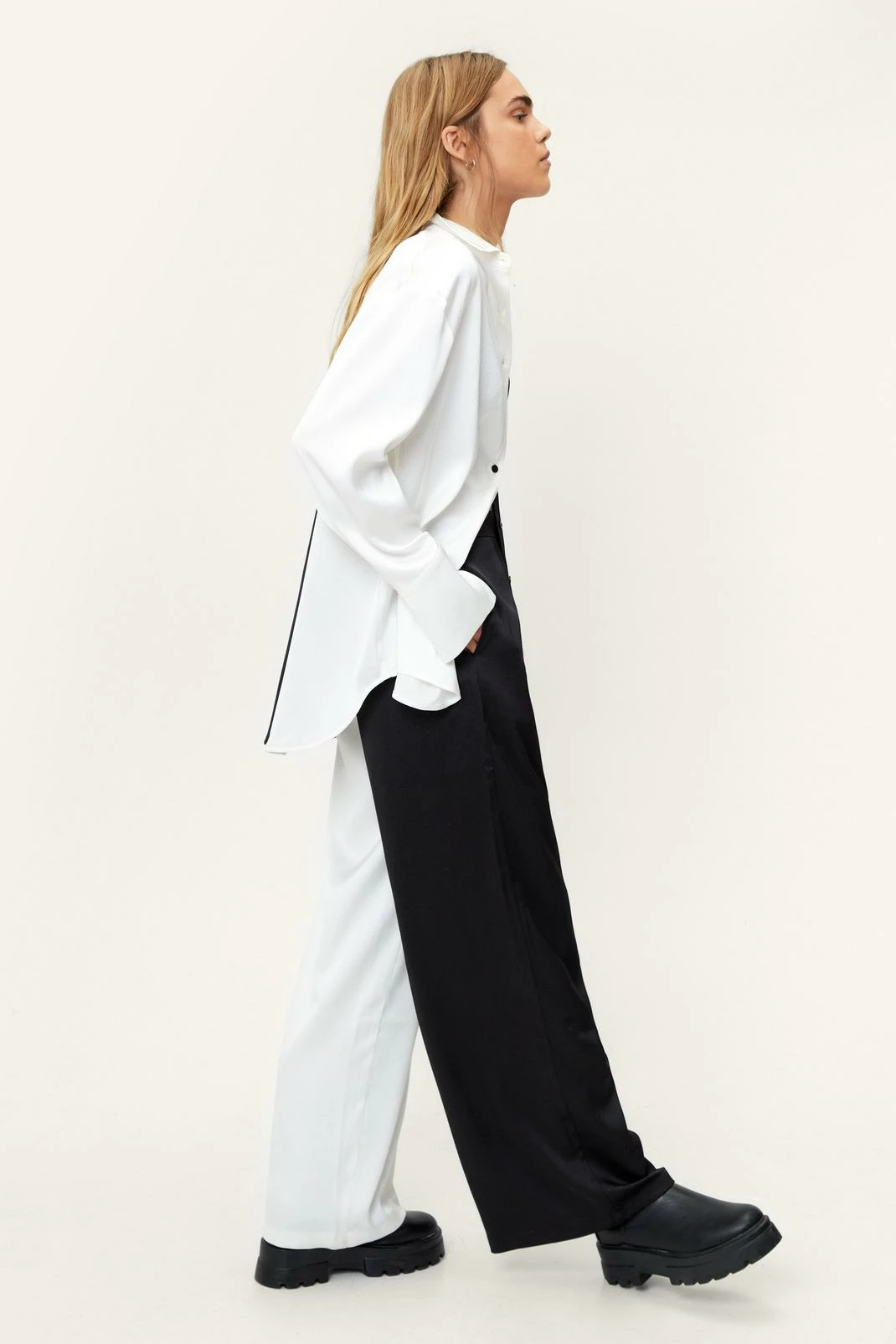 Hammered Satin Mono Spliced Wide Leg Pants 2 Hammered Satin Mono Spliced Wide Leg Pants - Image 2