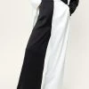 Hammered Satin Mono Spliced Wide Leg Pants