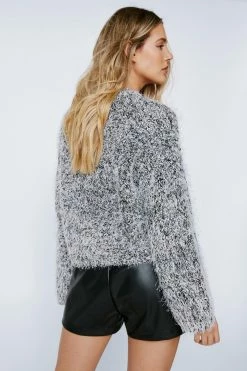 Metallic Brushed Oversized Sweater 9 Metallic Brushed Oversized Sweater -Nasty Gal Sales Store Sales womens mono metallic brushed oversized jumper 2