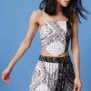 Paisley Printed Spliced Tie Back Cami Top