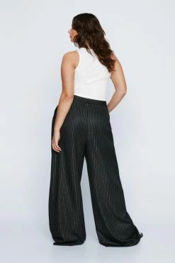 Plus Size Metallic Pinstripe Wide Leg Pants 6 Plus Size Metallic Pinstripe Wide Leg Pants -Nasty Gal Sales Store Sales womens mono plus size metallic pinstripe wide leg pants 2