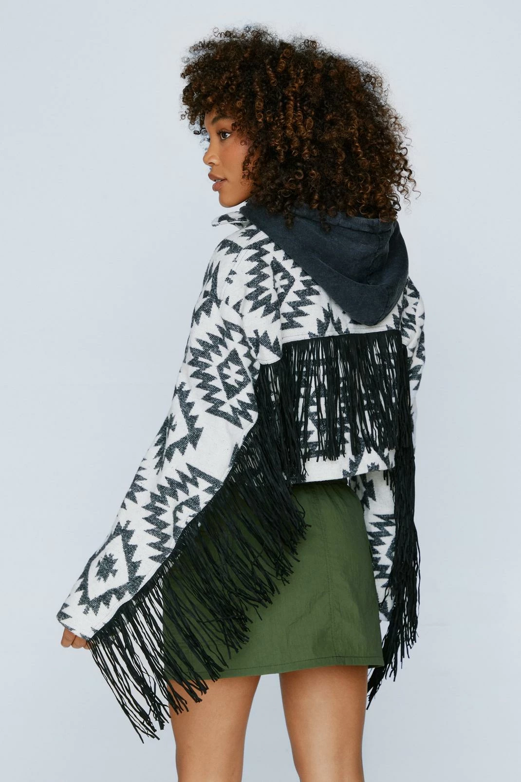 Premium Aztec Cropped Fringe Detail Shacket 4 Premium Aztec Cropped Fringe Detail Shacket - Image 4