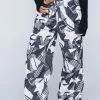 Star Print Wide Leg Cargo Pants