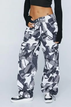 Star Print Wide Leg Cargo Pants
