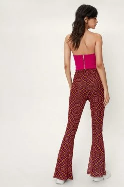 Abstract Check Print Mesh Flared Pants 6 Abstract Check Print Mesh Flared Pants -Nasty Gal Sales Store Sales womens multi abstract check print mesh flared pants 2