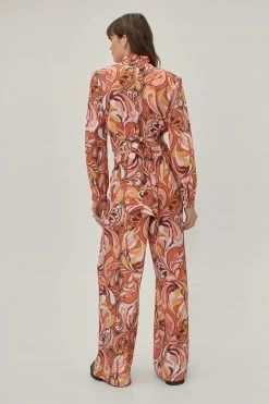 Abstract Print High Waisted Wide Leg Pants -Nasty Gal Sales Store Sales womens multi abstract print high waisted wide leg pants 2