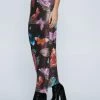 Butterfly Printed Sequin Maxi Skirt