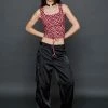 Check Print Lace Up Corset Top