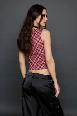Check Print Lace Up Corset Top -Nasty Gal Sales Store Sales womens multi check print lace up corset top 2