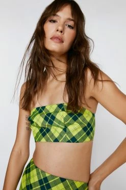 Check Tailored Bandeau Bralet -Nasty Gal Sales Store Sales womens multi check tailored bandeau bralet 3