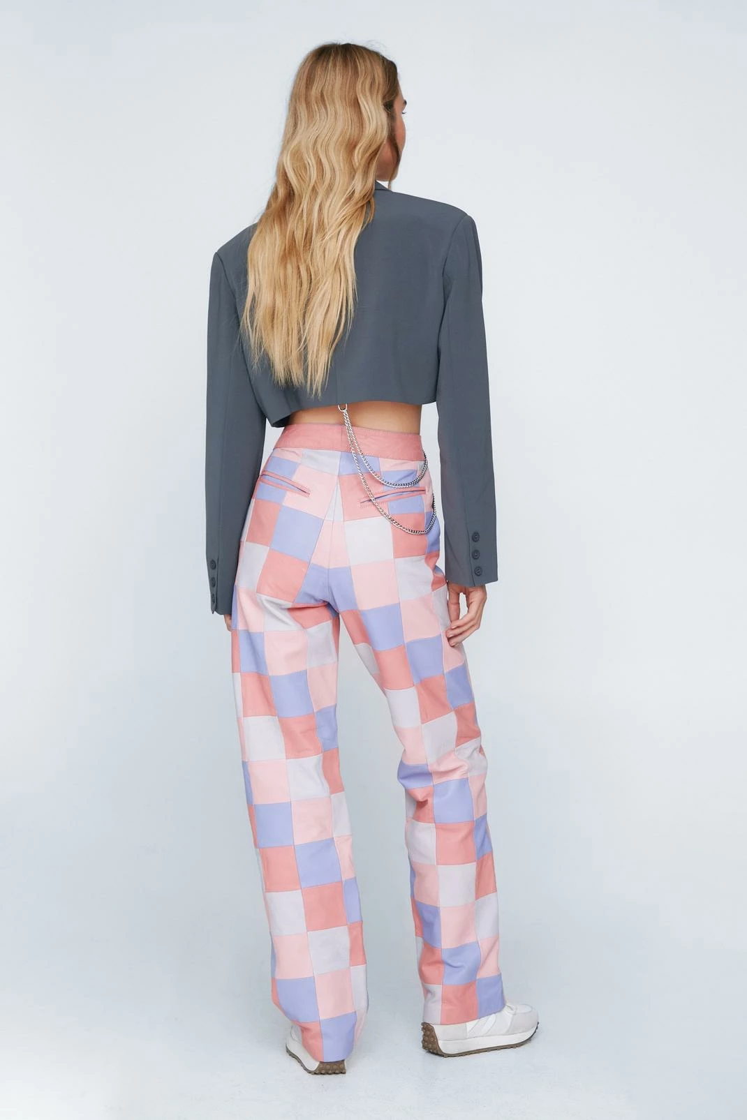 Checkerboard Print Real Leather Pants 3 Checkerboard Print Real Leather Pants - Image 3