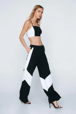 Color Block Tailored Wide Leg Pants