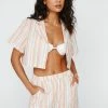 Cotton Stripe Shirt And Shorts Set