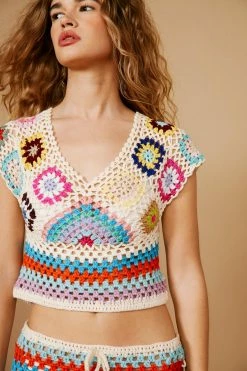 Crochet Multi Color Two Piece Set Top -Nasty Gal Sales Store Sales womens multi crochet multi color two piece set top 3