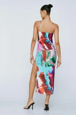 Cut Out Printed Midi Dress -Nasty Gal Sales Store Sales womens multi cut out printed midi dress 2