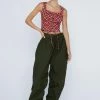 Petite Check Print Lace Up Corset Top