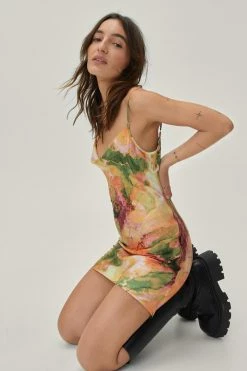 Petite Marble Print Cowl Neck Mini Dress 6 Petite Marble Print Cowl Neck Mini Dress -Nasty Gal Sales Store Sales womens multi petite marble print cowl neck mini dress 2