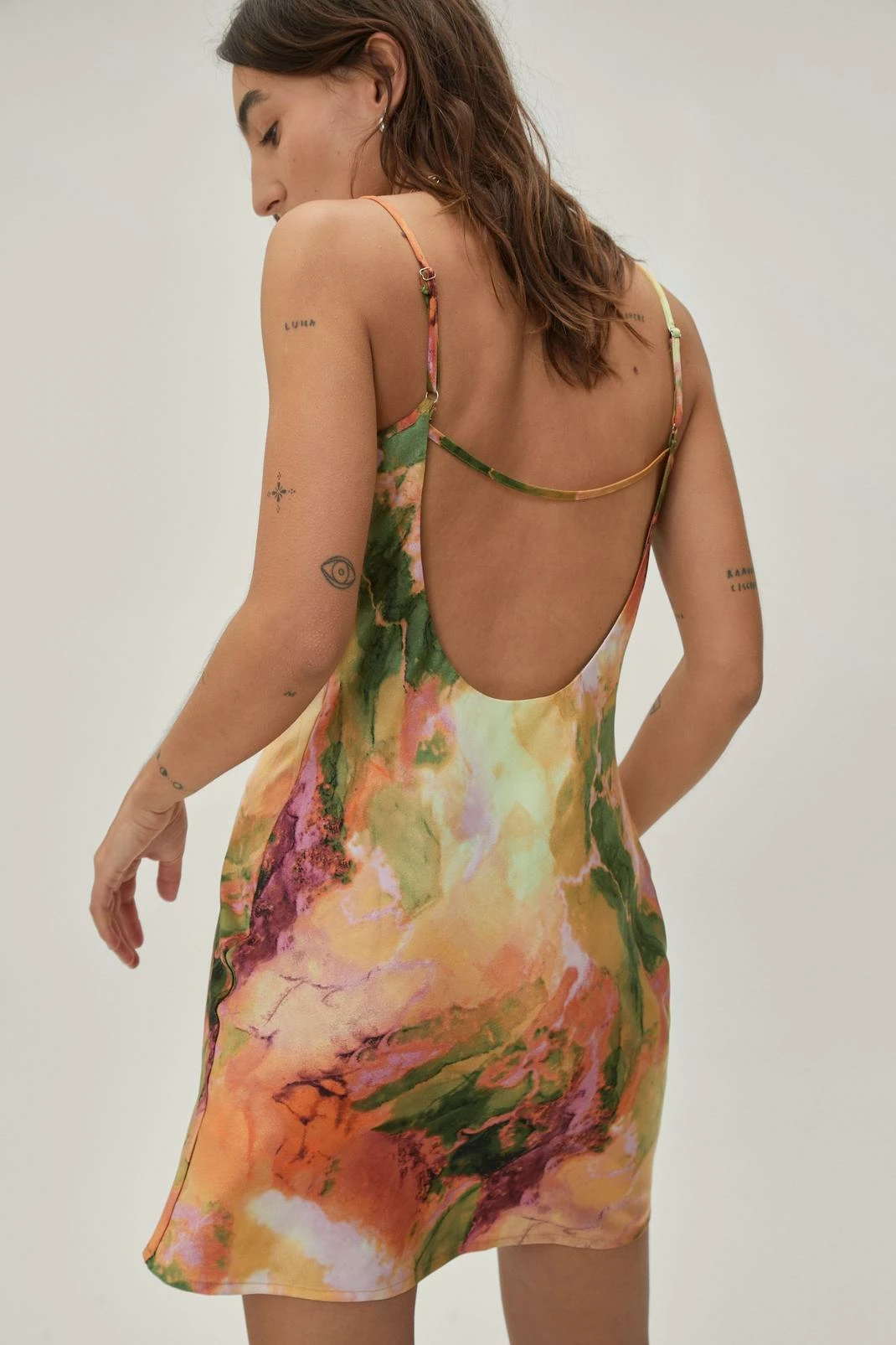 Petite Marble Print Cowl Neck Mini Dress 4 Petite Marble Print Cowl Neck Mini Dress - Image 4