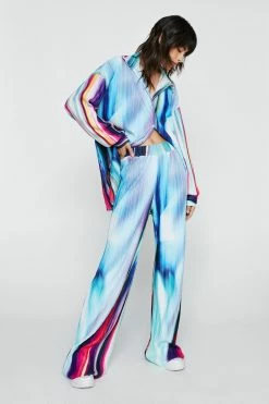 Plisse Stripe Print Wide Leg Pants -Nasty Gal Sales Store Sales womens multi plisse stripe print wide leg pants 3