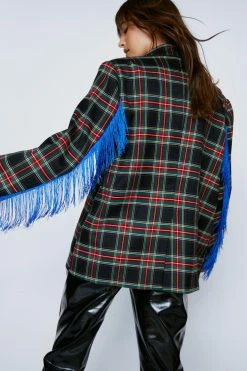 Premium Tartan Embellished Applique Blazer -Nasty Gal Sales Store Sales womens multi premium tartan embellished applique blazer 2
