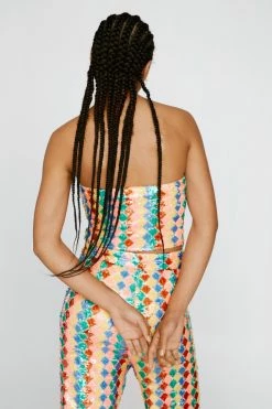 Premium Zig Zag Sequin Bustier Top 6 Premium Zig Zag Sequin Bustier Top -Nasty Gal Sales Store Sales womens multi premium zig zag sequin bustier top 2