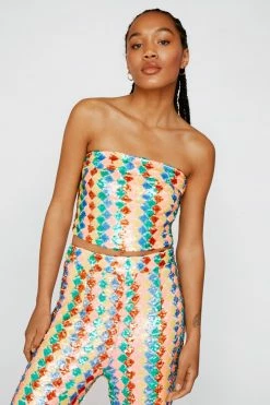 Premium Zig Zag Sequin Bustier Top 7 Premium Zig Zag Sequin Bustier Top -Nasty Gal Sales Store Sales womens multi premium zig zag sequin bustier top 3