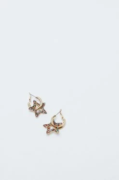 Alternative view of Recycled Gold Plated Metal Diamante Star Earrings
